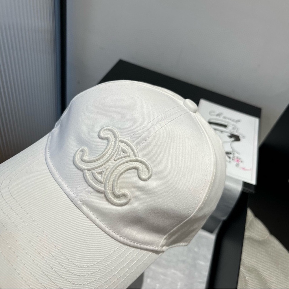 Celine Style White Triomphe Baseball Cap Adjustable Fit - Picture 2 of 7